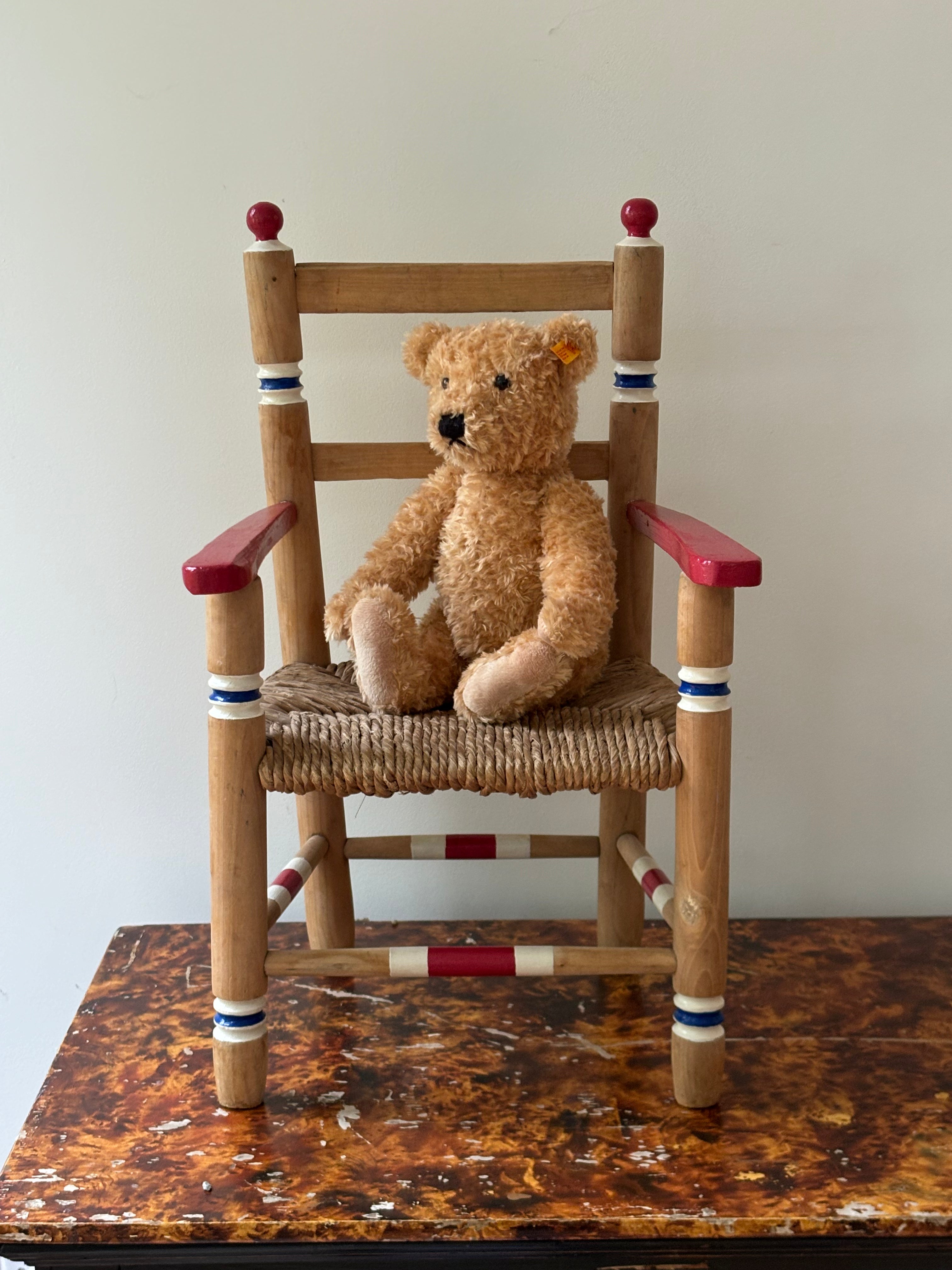 Red, white and blue chair