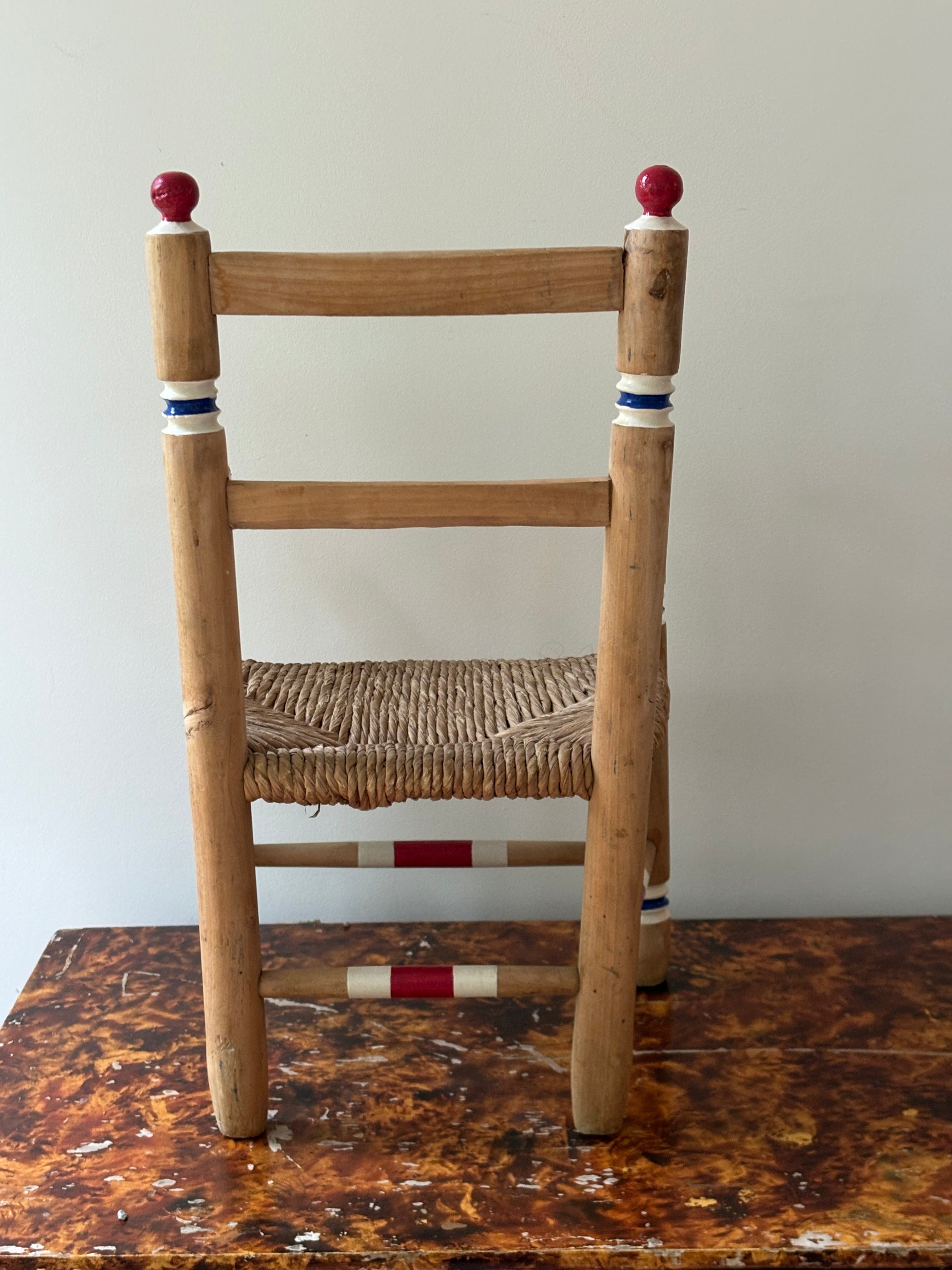 Red, white and blue chair