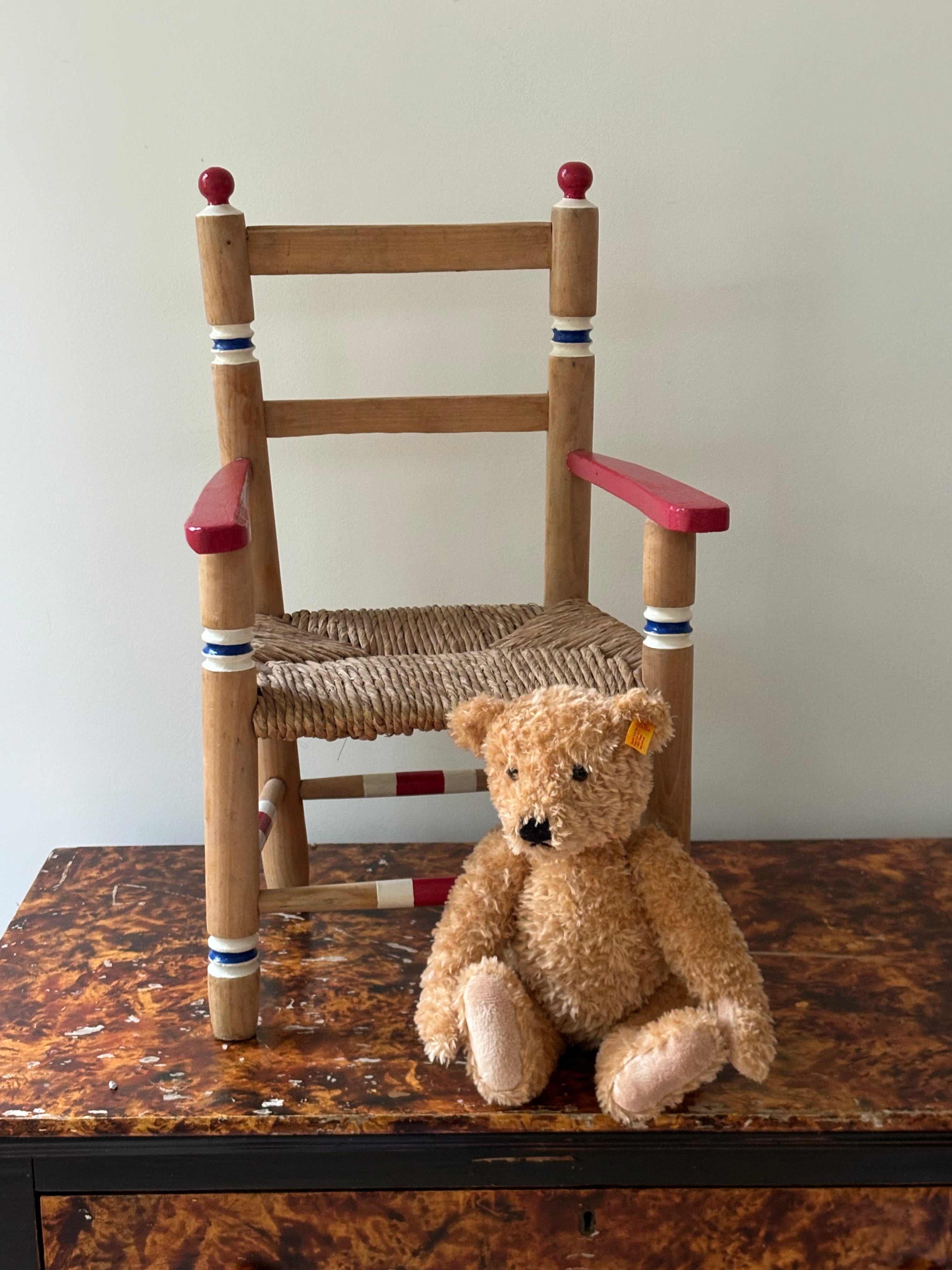 Red, white and blue chair