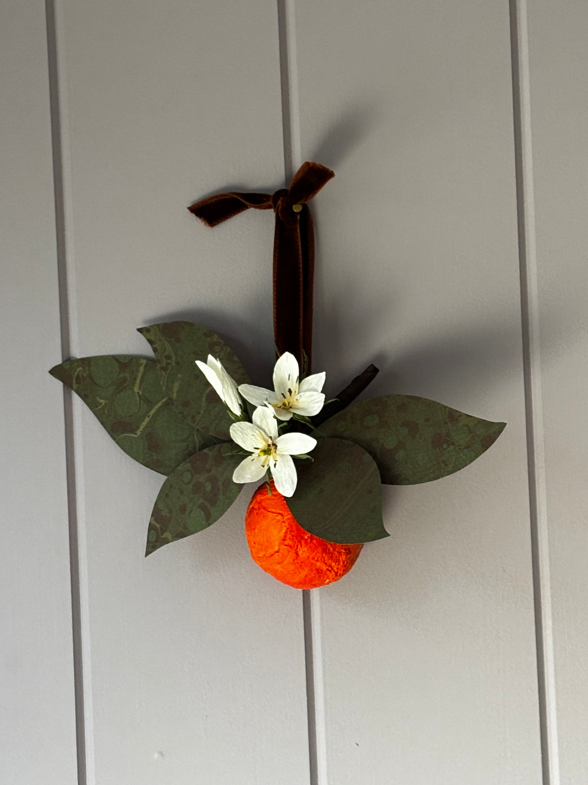 Orange and blossom wall hanging