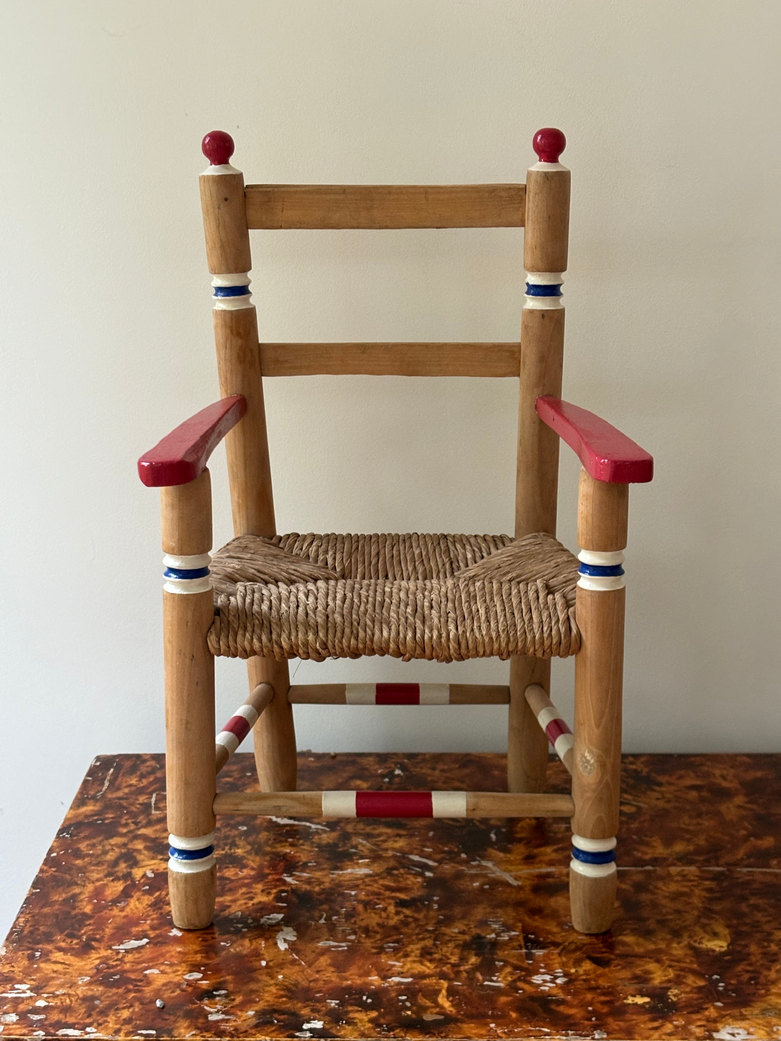 Red, white and blue chair