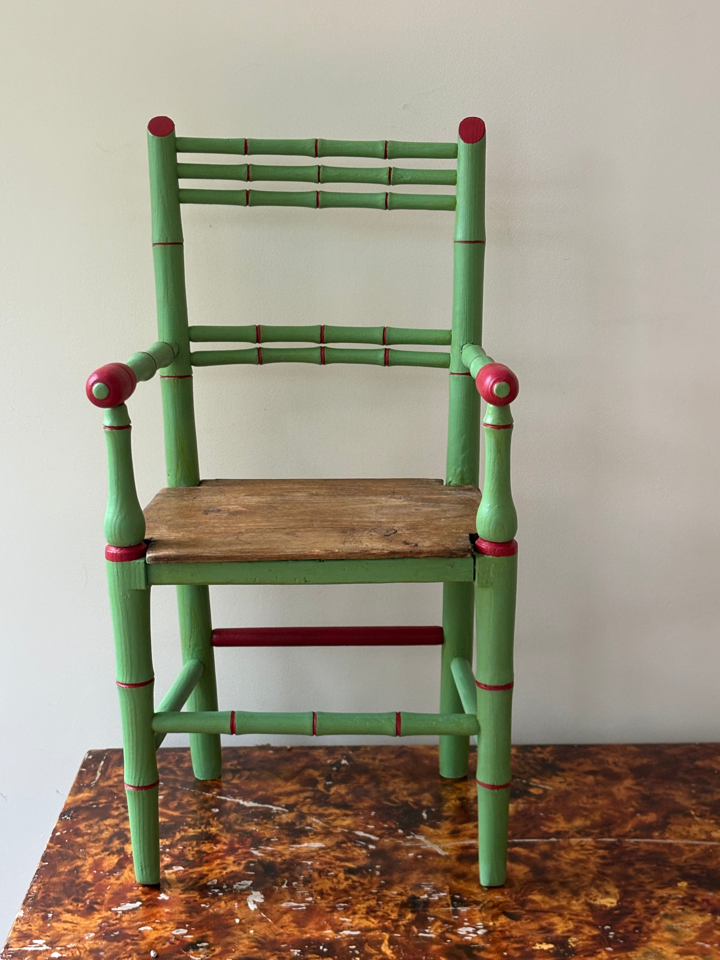 Green and red bamboo Teddy bear Chair