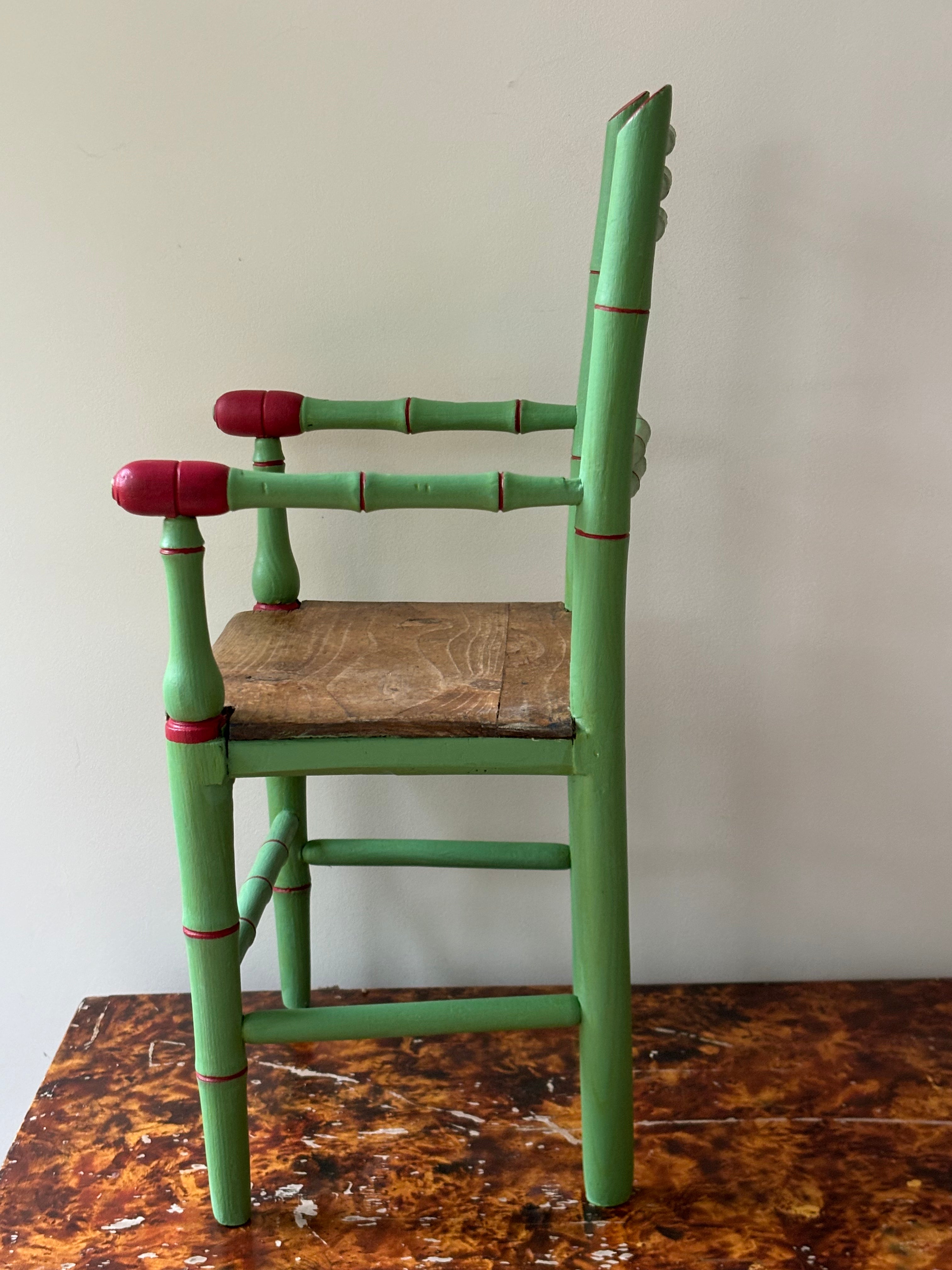 Green and red bamboo Teddy bear Chair